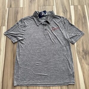 MLB Genuine Merchandise‎ Detroit Tigers Large 3 Button Polo Gray Orange Logo
